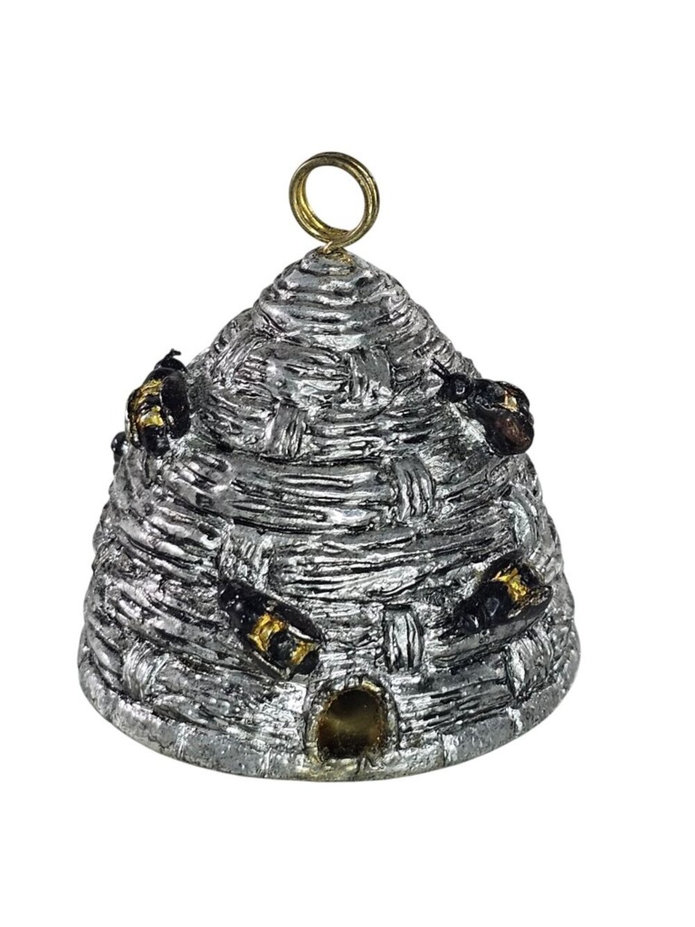 Midwest Of Cannon Falls Silver Beehive Ornament With Bees Placecard Holder